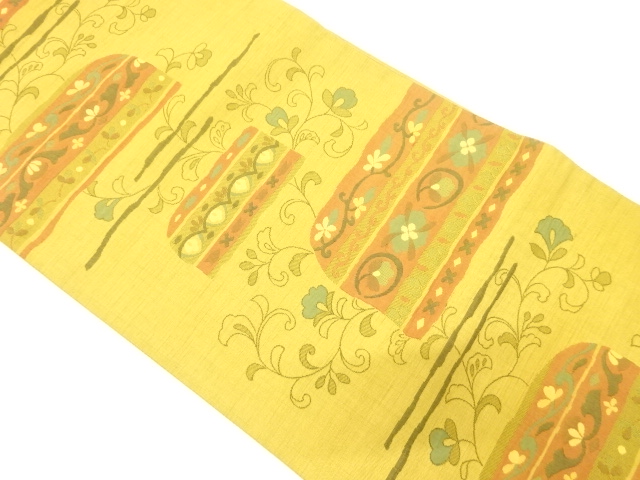 JAPANESE KIMONO / VINTAGE FUKURO OBI / WOVEN FLORAL SARASA & STRIPE